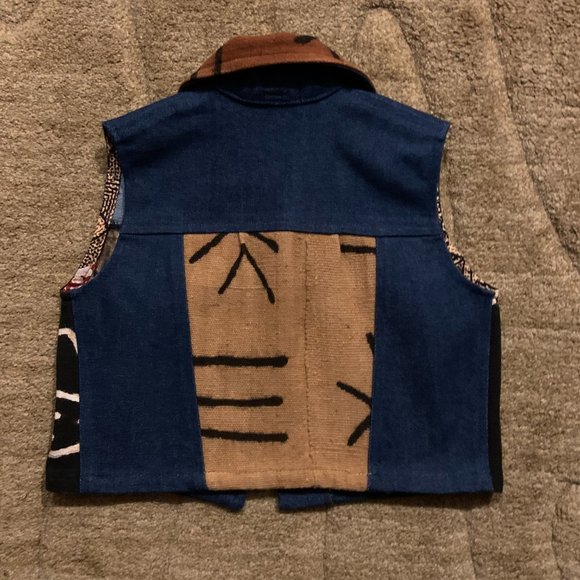 NWOT - Imani Pamoja Denim And Mudcloth Unisex Vest - Picture 4 of 4